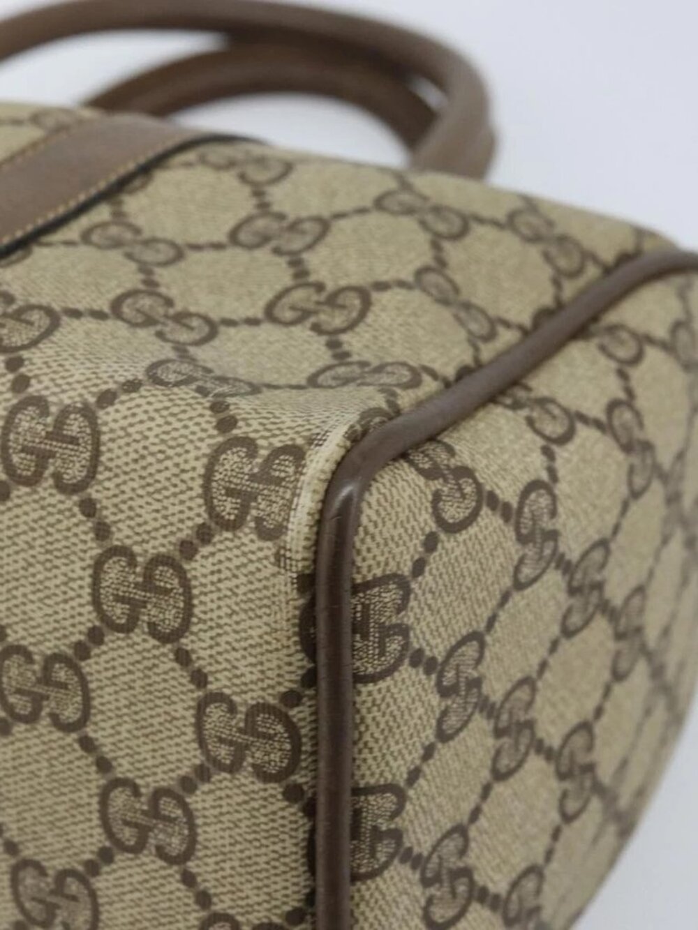 GUCCI GG Supreme Web Sherry Line Boston Bag PVC Beige Gold 39 02 006 Auth gh1854 - Picture 5 of 16